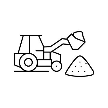 Tractor stone gravel loading machine line icon vector illustration Stock Illustration