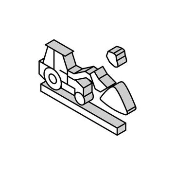 Tractor stone gravel loading machine isometric icon vector illustration Stock Illustration