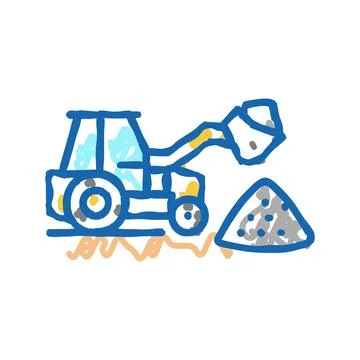 Tractor stone gravel loading machine icon doodle illustration Stock Illustration
