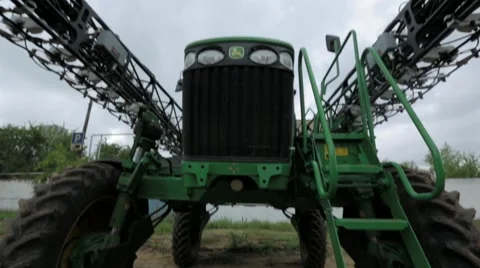 Tractor with timber trailer Stock Footage 48768012