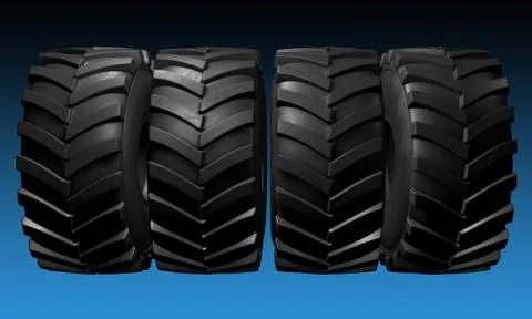Tractor tire. 3D render Stock-Illustration