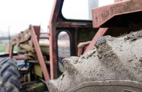 Tractor tire close up Foto stock