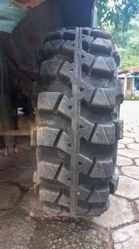 Tractor Tire with Robust Tread Stock Photos