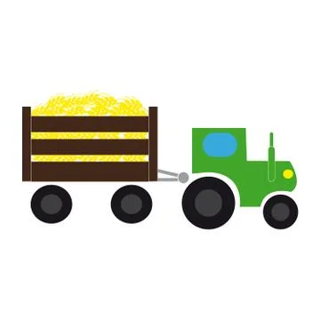 Tractor with tow on white background Stock Illustration