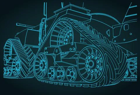 Tractor tracks close-up illustration Stock Illustration