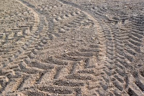 Tractor tracks in field Stock Photos