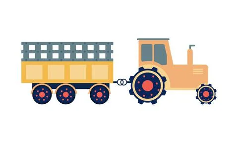 Tractor with a trailer 2. Illustration. 스톡 일러스트