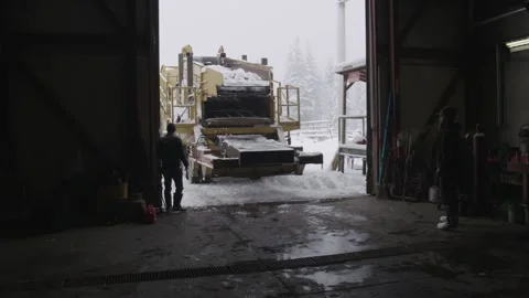 Tractor trailer Backing Into Garage Stock Footage 154054829