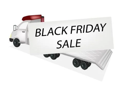 Tractor Trailer Flatbed Loading Black Friday Card Stock Illustration
