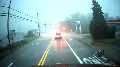 Tractor Trailer Gets Turned on its Side by Tornado in Pennsylvania, Maple Glen,  Stock Footage 205392998
