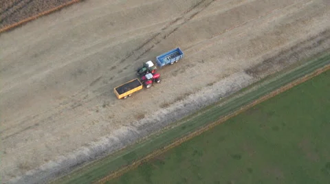 Tractor &amp; Trailer harvest-Progressive Stock Footage 30480714