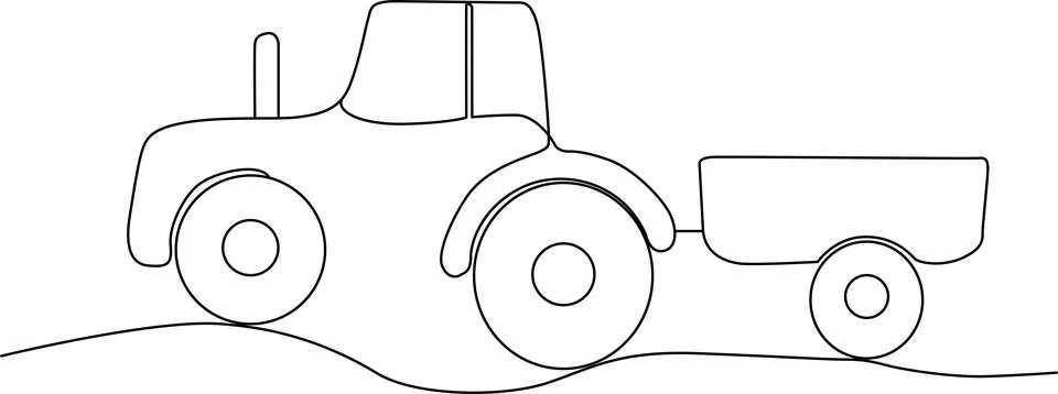 Tractor with trailer on hill Vector Stock Illustration