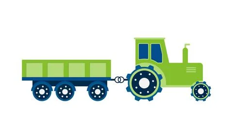 Tractor with a trailer. Illustration. Stock Illustration
