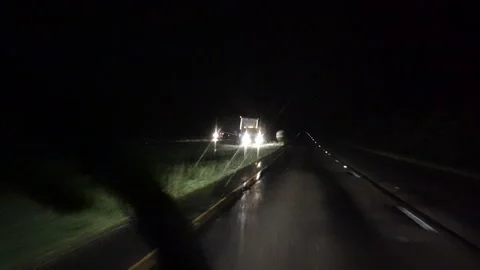Tractor Trailer stuck in median of highway Stock Footage 252137436