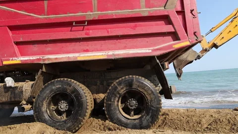 Tractor trying to pull truck Stock Footage 284727908