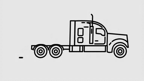 Tractor Unit line icon on the Alpha Channel Stock Footage 142105471