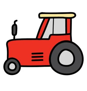 Tractor vector icon in doodle design Stock Illustration