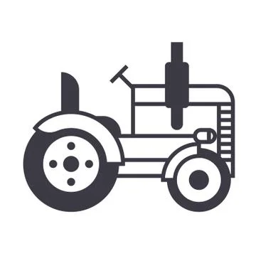Tractor vector line icon, sign, illustration on background, editable strokes イラスト素材