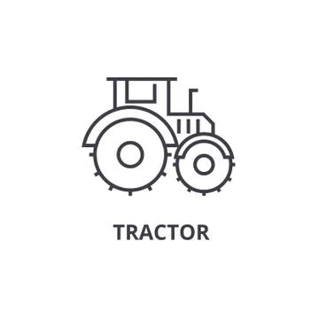 Tractor vector line icon, sign, illustration on background, editable strokes イラスト素材