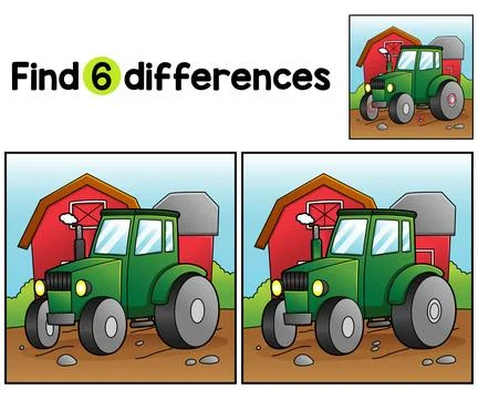 Tractor Vehicle Find The Differences Stock Illustration