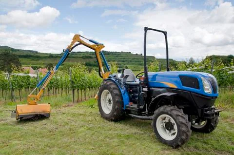 Tractor in the vineyard Stock Photos