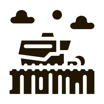 Tractor in wheat field icon Vector Glyph Illustration Stock Illustration