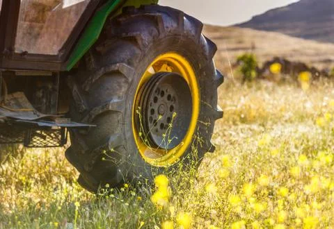 Tractor Wheel. Isolated. Stock Photos
