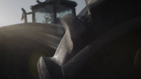 Tractor Wheel In Soft Light Stock Footage 322023985