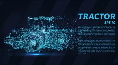 The tractor which consists of points. Particles in the form of a tractor on a Stock Illustration