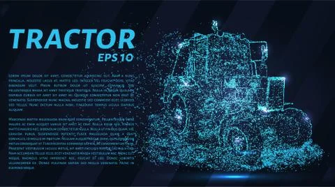 The tractor which consists of points. Particles in the form of a tractor on a Stock Illustration