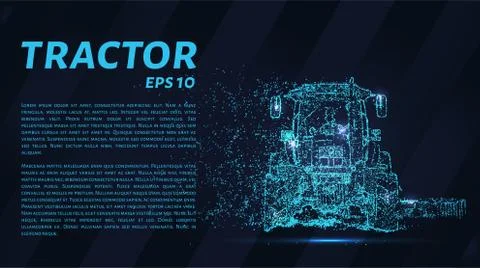 The tractor which consists of points. Particles in the form of a tractor on a 스톡 일러스트