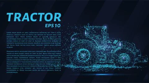 The tractor which consists of points. Particles in the form of a tractor on a Stock Illustration
