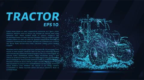 The tractor which consists of points. Particles in the form of a tractor on a Stock Illustration