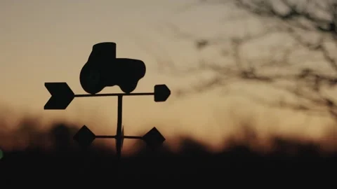 Tractor Wind Vane Morning Stock Footage 301348056