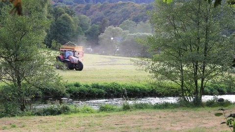 Tractor work in Luxembourg Stock Footage 77214607