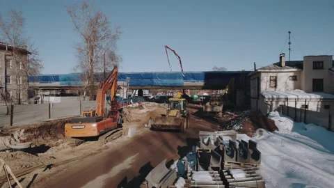 The tractor is working on a construction site Stock Footage 171941113