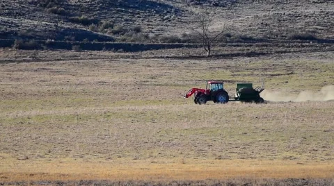 Tractor Working at the Farm Stock Footage 47860135