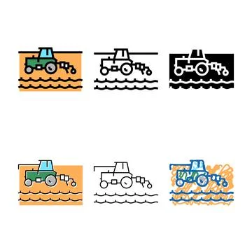 Tractor working on field color minimal icon vector Stock Illustration