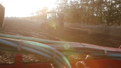 Tractor working on the field Stock Footage 80437764