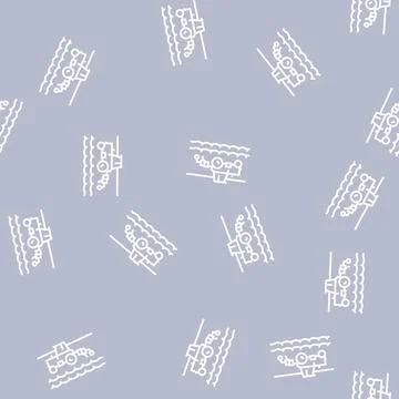 Tractor working on field line seamless pattern Stock Illustration