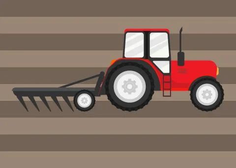 Tractor works in a field Stock Illustration