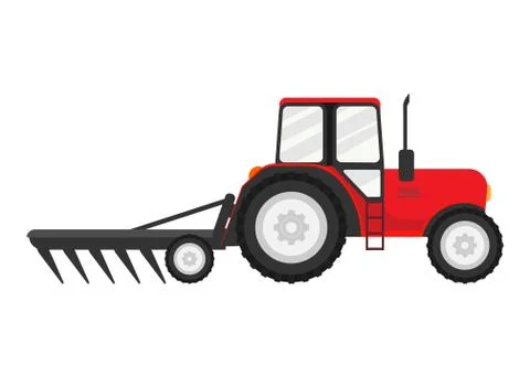 Tractor works in a field Stock Illustration