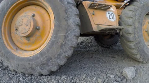 Tractor Works. The wheels of the tractor close up. Stock-Footage 58601896