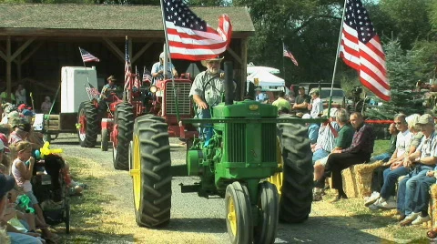 Tractors and flags 2 Stock Footage 651182