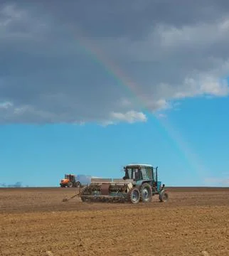 Tractors in the field Stock Photos