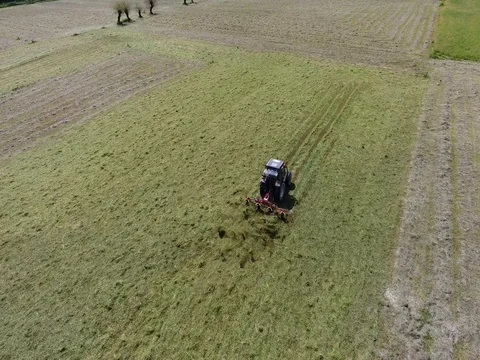 Tractors in the fields - Hay harvesting Stock Footage 76801215