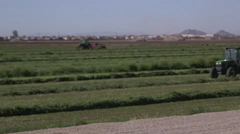 Tractors plow farm fields Stock Footage 48827177