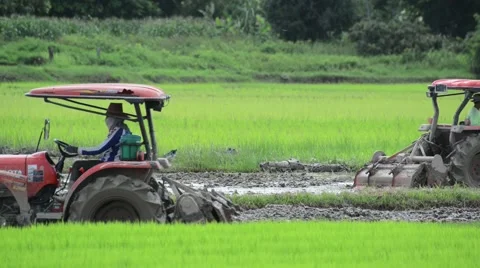 Tractors preparing land for sowing Stock Footage 41158051