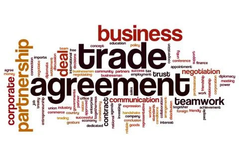 Trade agreement word cloud Stock Illustration