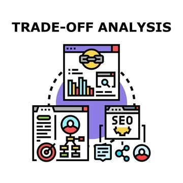 Trade off analysis evaluating business strategy and digital optimization イラスト素材